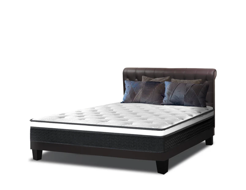 King Single Size Mattress Euro Top Bed Bonnell Spring Medium Firm Foam 21cm - Multicoloured