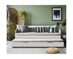 Oikiture Bed Frame Wooden Daybed Timber Trundle Bed Frame Base Single Beds x2