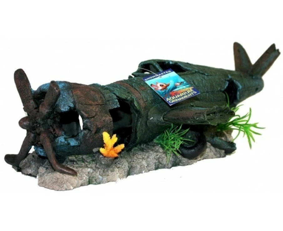 Lost City Large Aeroplane 63X29X23Cm Sunken Wreck Ornament