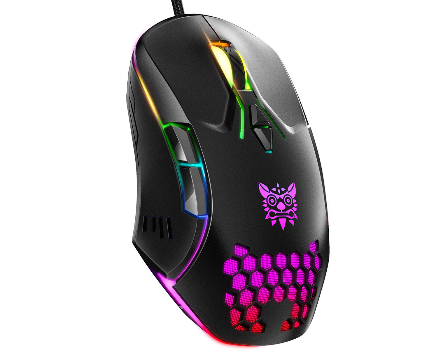 ONIKUMA CW902 Wired Gaming Mouse 6400DPI RGB Backlight Computer Mouse Hollow Honeycomb Mice for Computer Laptop PC Gamer