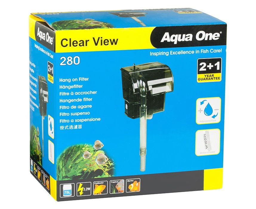 Aqua One Clear View 280 Waterfall Filter Hang On Back 11527