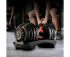 Norflex 24kg Adjustable Dumbbells Home Gym Exercise Equipment Fitness Weights - Black