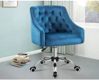 ALFORDSON Velvet Office Chair Computer Swivel Chairs Armchair Work Study Seat Blue Adult Kids