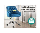 ALFORDSON Velvet Office Chair Computer Swivel Chairs Armchair Work Study Seat Blue Adult Kids