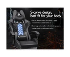 Alfordson Gaming Chair Office Racer Large Lumbar Cushion Footrest Seat Leather Black & Grey