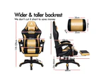Alfordson Gaming Office Chair Extra Large Pillow Racing Executive Footrest Seat Black & Gold