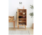 MIUZ Solid Timber Shoe Storage Cabinet Drawers Side Table Nightstand Wood Bedside Furniture - Natural
