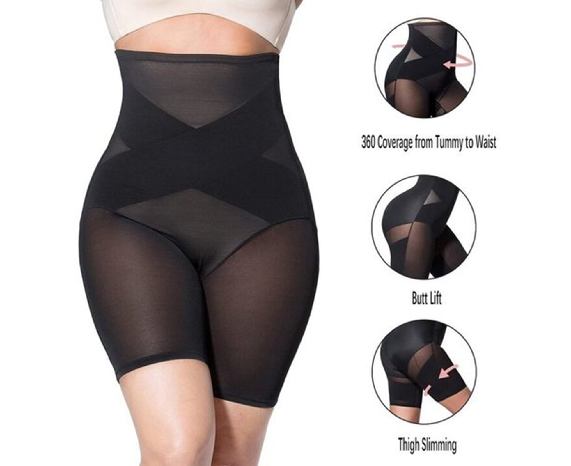 Cross Compression Abs Shaping Pants Booty High Waisted Shaper for Women  Tummy Control (Color : Black+Skin, Size : Medium) : : Clothing,  Shoes & Accessories