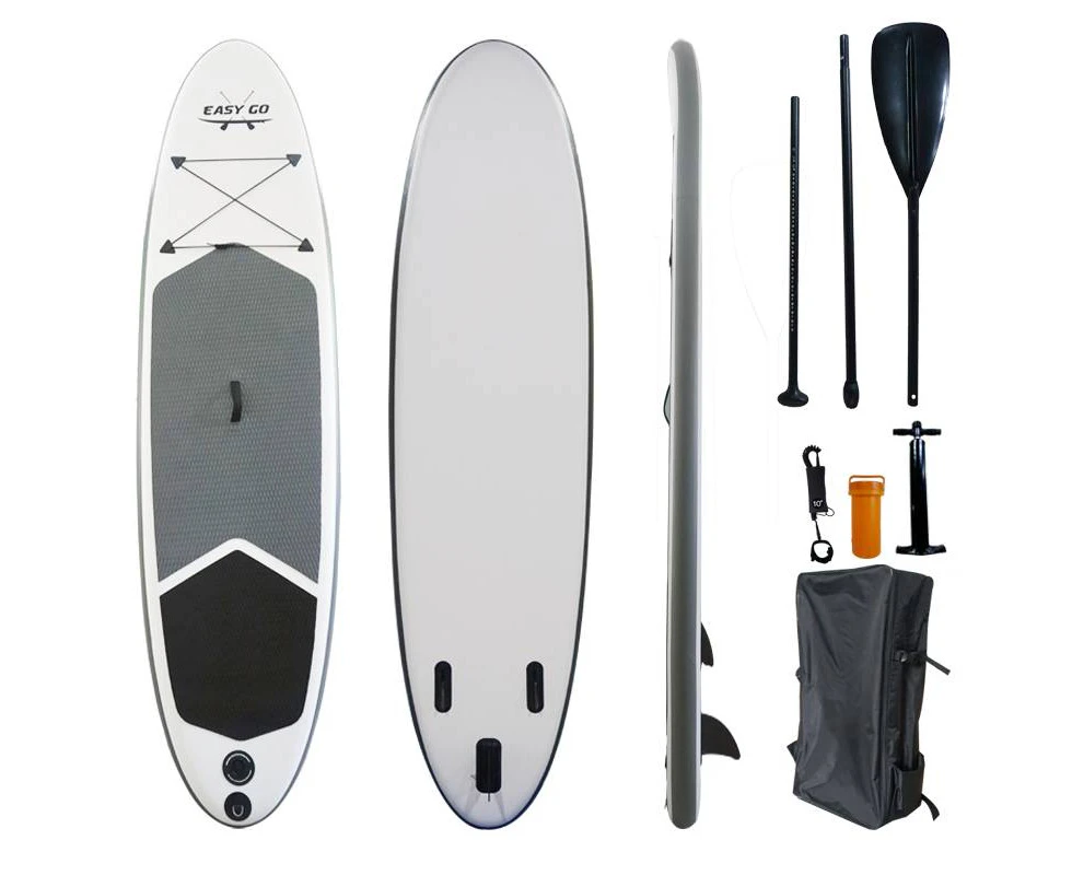 Easy Go Grey Inflatable Stand Up Paddle Board Sup Surfboard 126" Kayak Paddle