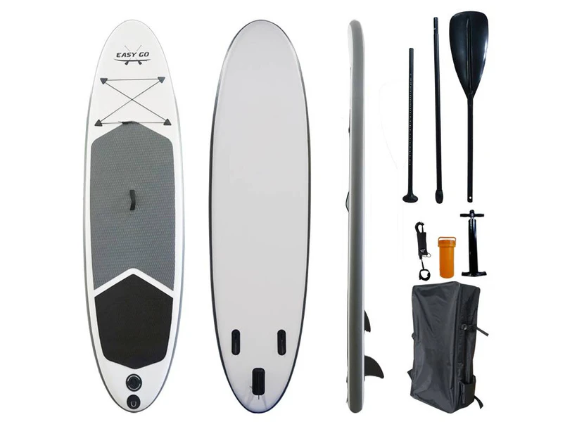 Easy Go Grey Inflatable Stand Up Paddle Board Sup Surfboard 126" Kayak Paddle