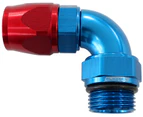 Aeroflow PTFE Male Hose End Adapter -8ORB to -8AN Red/Blue Finish AF583-08-08D