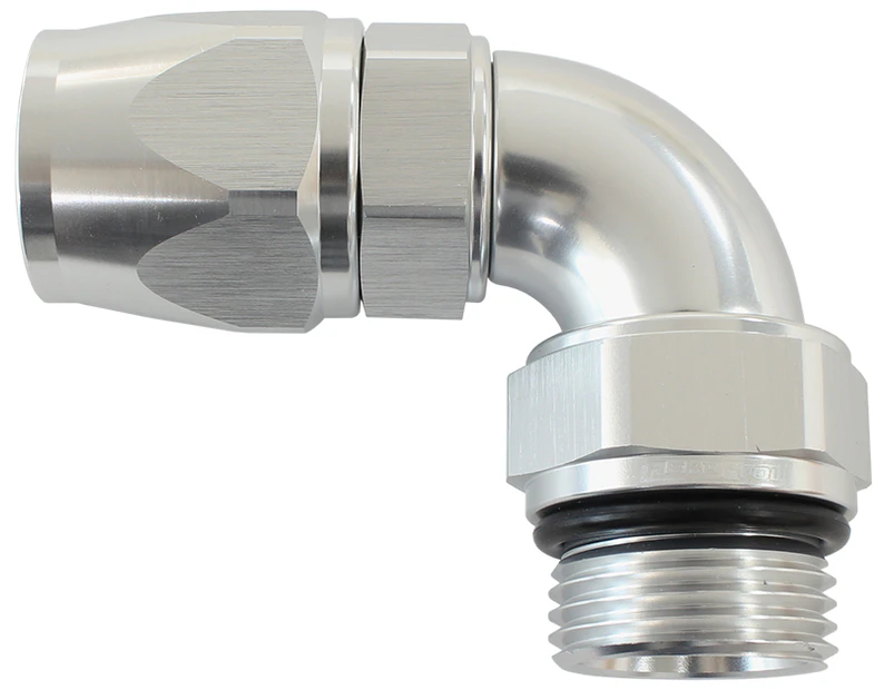 Aeroflow PTFE Male Hose End Adapter -8ORB to -8AN Silver Finish AF583-08-08DS