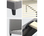 Oikiture Upholstered Platform Bed Frame Single Size Bed Frame for Adults and Children Grey