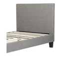 Oikiture Upholstered Platform Bed Frame Single Size Bed Frame for Adults and Children Grey