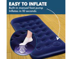 Single Size Inflatable Air Bed Mattress 22CM Built-in Foot Pump - Navy - Blue