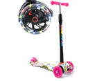 LED Light 3 Wheel Scooter for Kids Toddlers Adjustable Height - Pink - Pink