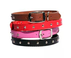 Leather Single Row Studded Dog Collar - Pink - 60cm (Pet One) Soft Leather Collar