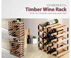 Glasshaus 42 Bottle Timber Wine Rack Wooden Storage System Cellar Organiser - Natural