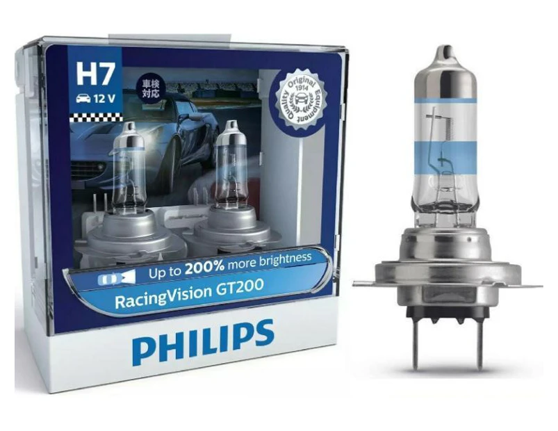 Philips H7 RacingVision GT200 12V 60/55W Halogen Bulbs (Pair)