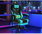 ALFORDSON Gaming Office Chair Massage Racing Computer Seat Footrest Leather Cyan