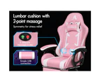 ALFORDSON Gaming Office Chair Massage Racing Computer Seat Footrest Leather Pink