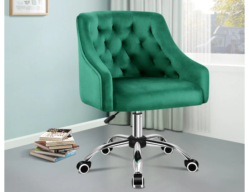 ALFORDSON Velvet Office Chair Computer Swivel Chairs Armchair Work Study Seat Green Adult Kids