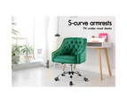 ALFORDSON Velvet Office Chair Computer Swivel Chairs Armchair Work Study Seat Green Adult Kids