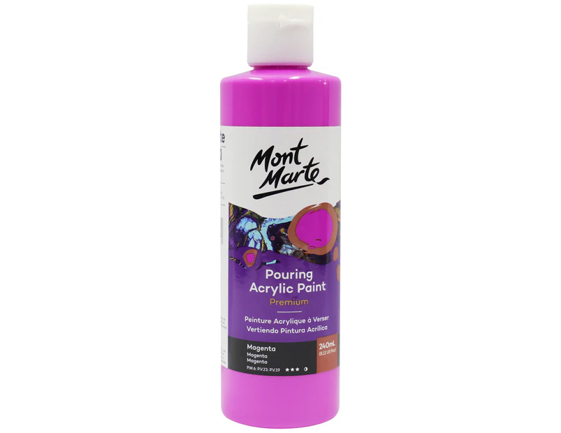 Mont Marte Acrylic Pouring Paint 240ml Bottle - Magenta