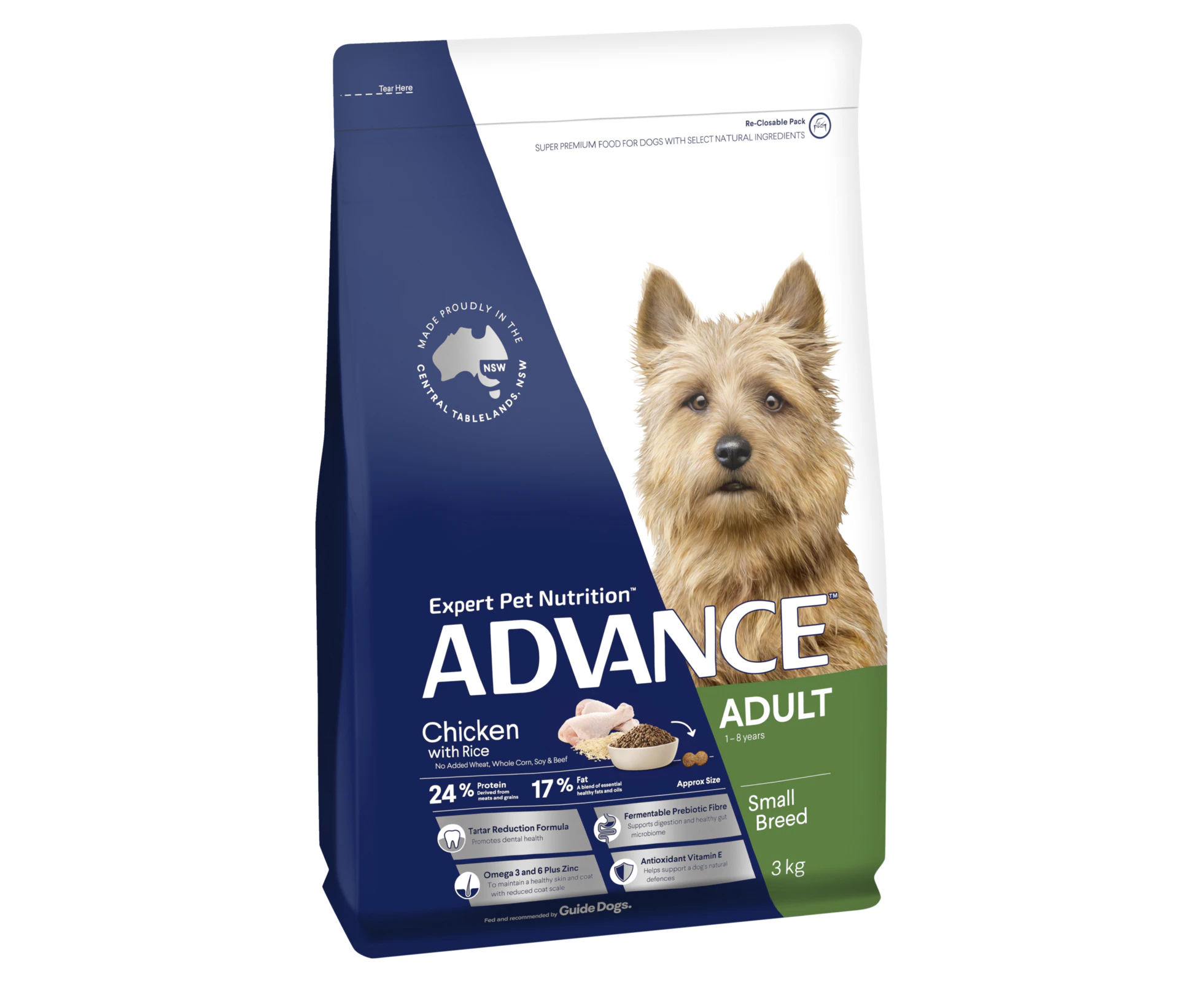 Advance Adult Toy/Small Breed Dry Dog Food Chicken w/ Rice 3kg