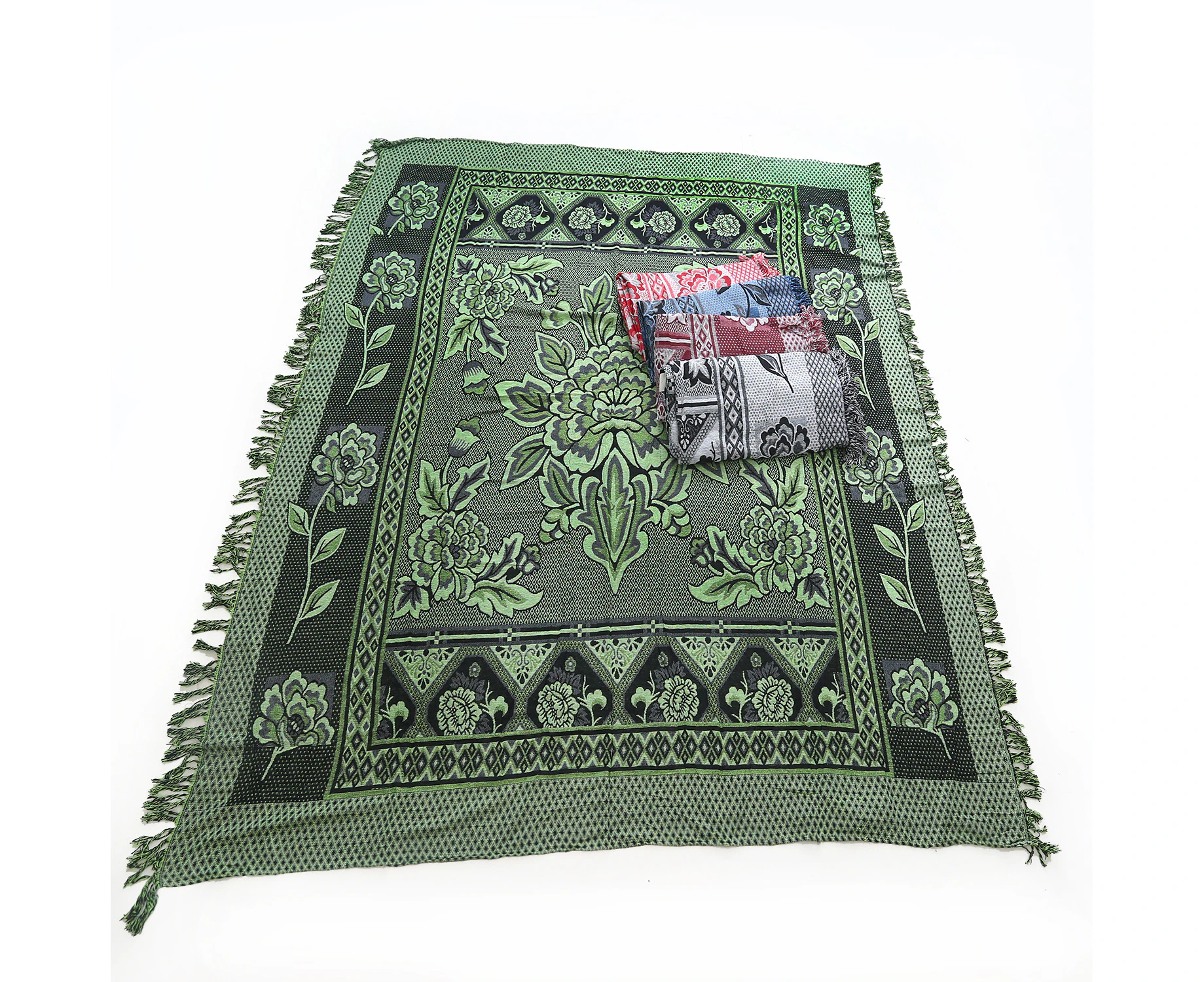 Green Boho Throw Rug, Table Cloth, Picnic, Camping Blanket 180x200cm