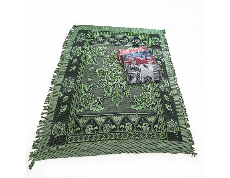 Green Boho Throw Rug, Table Cloth, Picnic, Camping Blanket 180x200cm - Green