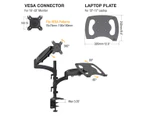 Dual Monitor Stand 2 Arm Desk Mount with Laptop Tray Adapter Stand Holder Desktop Bracket up to 8kg 32"