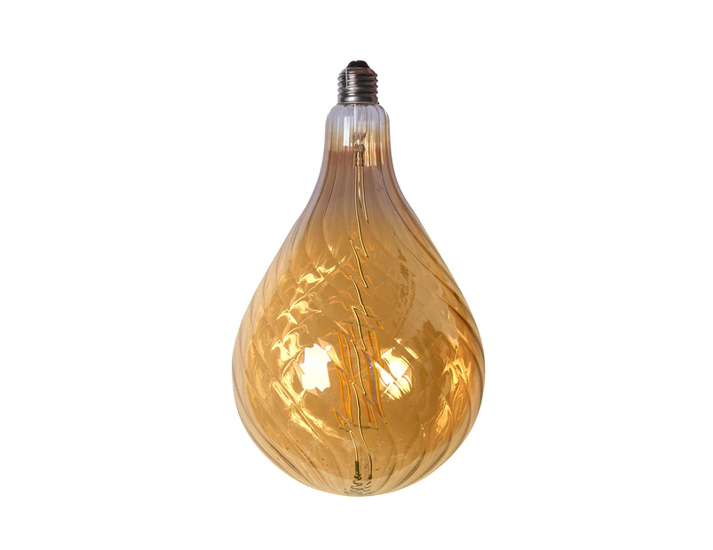 Edison LED Light Globe Rippled 4 Watt Filament Bulb 27cm E27 Amber Warm White - Clear