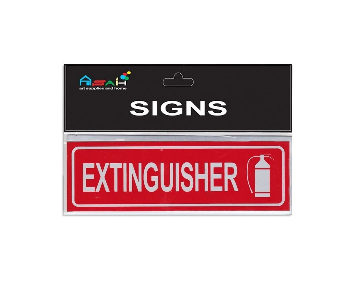 Extinguisher 18cm 1pce Sign Brushed Steel Finish Red/Silver Non-adhesive