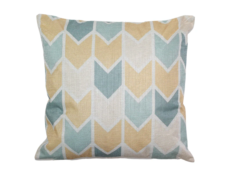 Chevron Pattern Cushion With Insert Features Rear Zip 45cm Yellow & Blue - Yellow