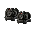 Norflex 48kg Adjustable Dumbbells Home Gym Exercise Equipment Fitness 2x 24kg - Black