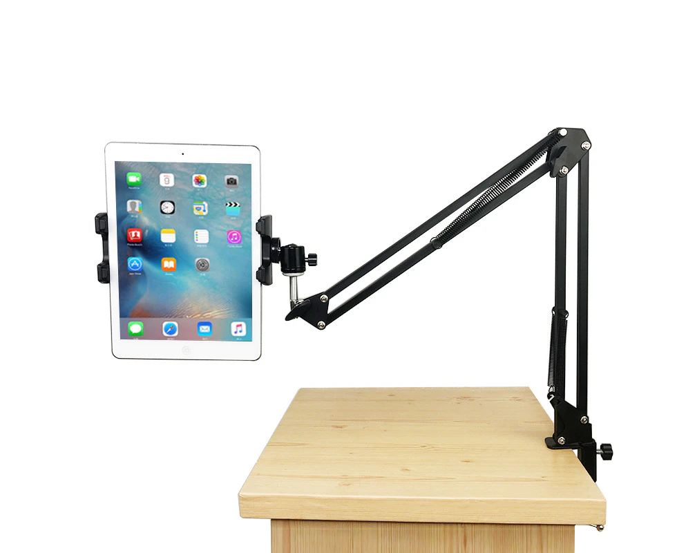 Techflo Adjustable Arm Tablet Mount Phone Stand For Table Bed Desk Ipad Iphone