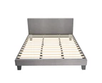 Oikiture Bed Frame King Size Mattress Base Platform Wooden Slats Grey Fabric