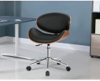 ALFORDSON Wooden Office Chair Computer Chairs Aria Home Seat PU Leather Black
