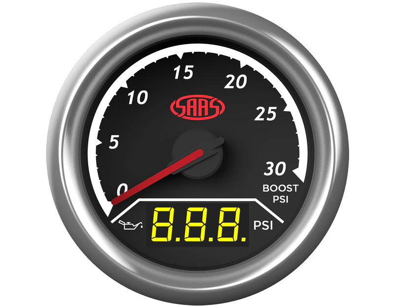 SAAS dual boost gauge 2" black 0-20psi for Mazda Bt-50 B3000 WEAT 3.0 Diesel - Black