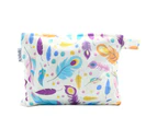 Small Waterproof Wet Bag with Zip 19 x 16cm - Light Feather Design