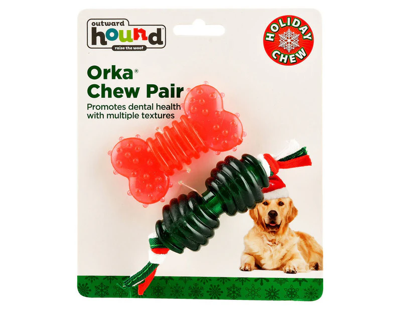 Orka Holiday Chew Pair by Outward Hound - Durable Chew Toy - Small