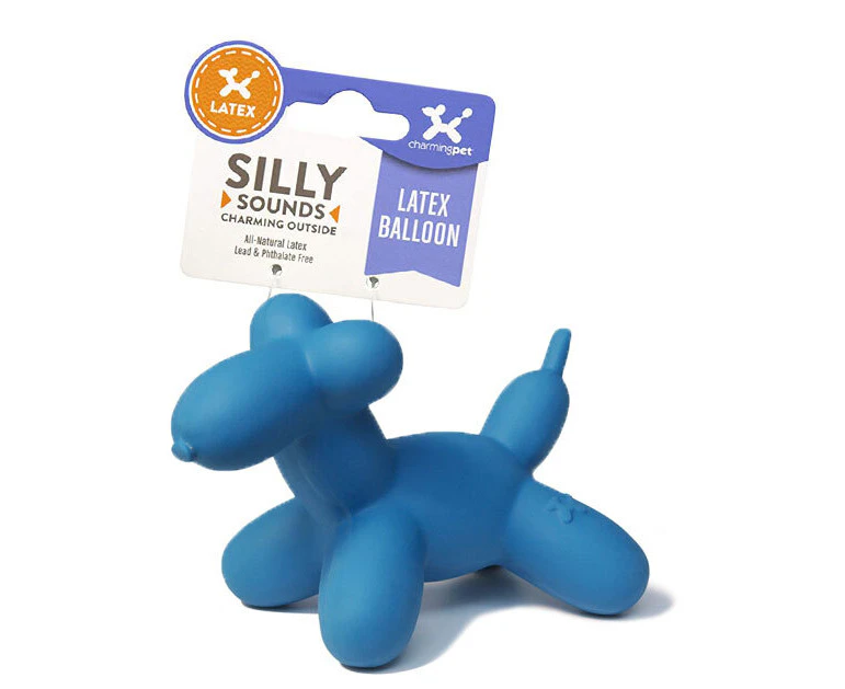 Charming Pet Latex Squeaker Dog Toy - Blue Balloon Dog - Large