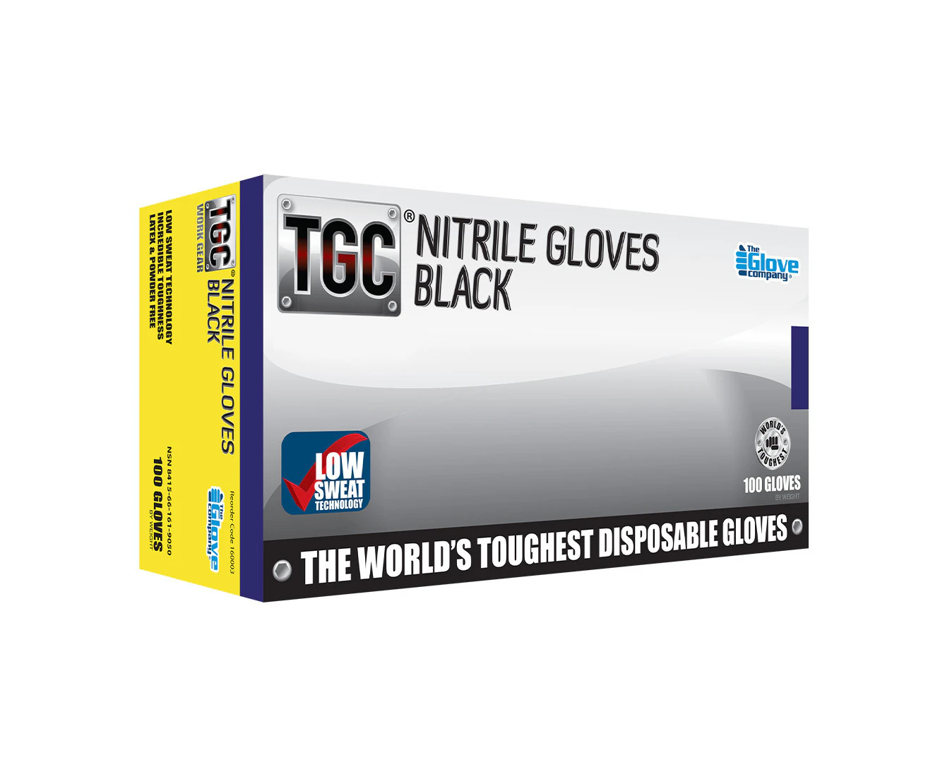 TGC Workgear Black Nitrile Gloves 100PK Small 160001