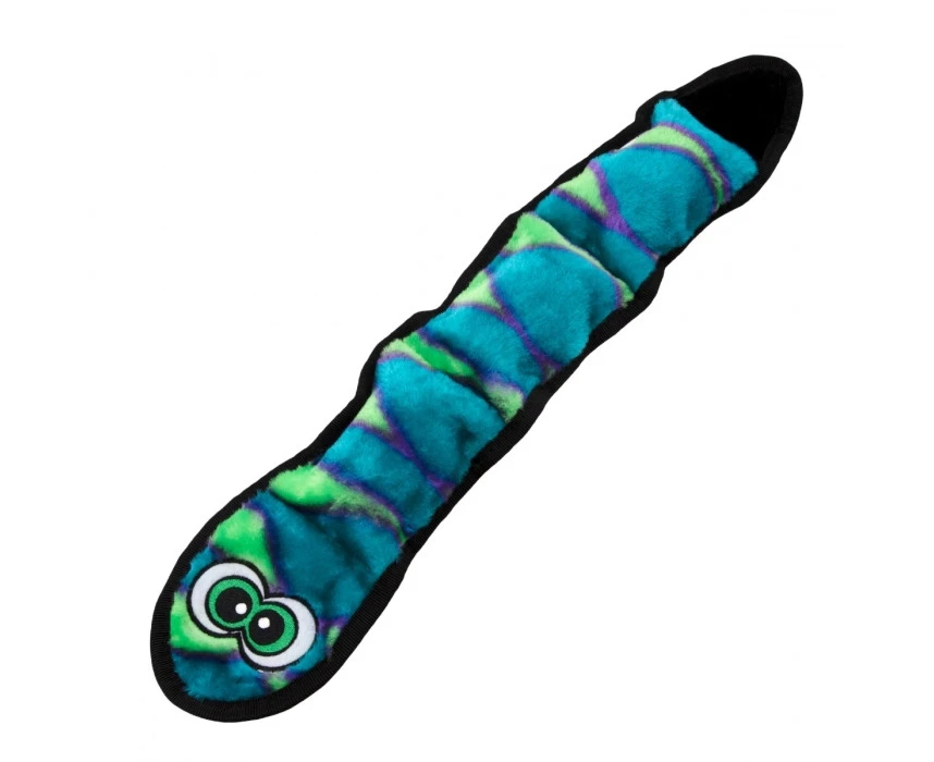 Invincibles Snake Dog Toy (Blue/Green) - 3 Squeaker