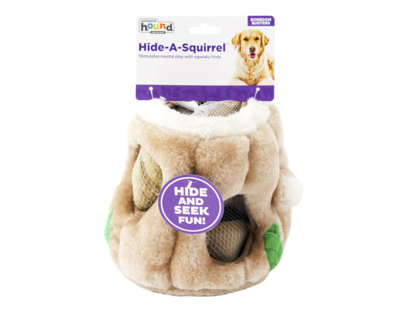 Hide A Squirrel by Outward Hound - Plush Dog Toy Puzzle - Large, 3 Squirrels