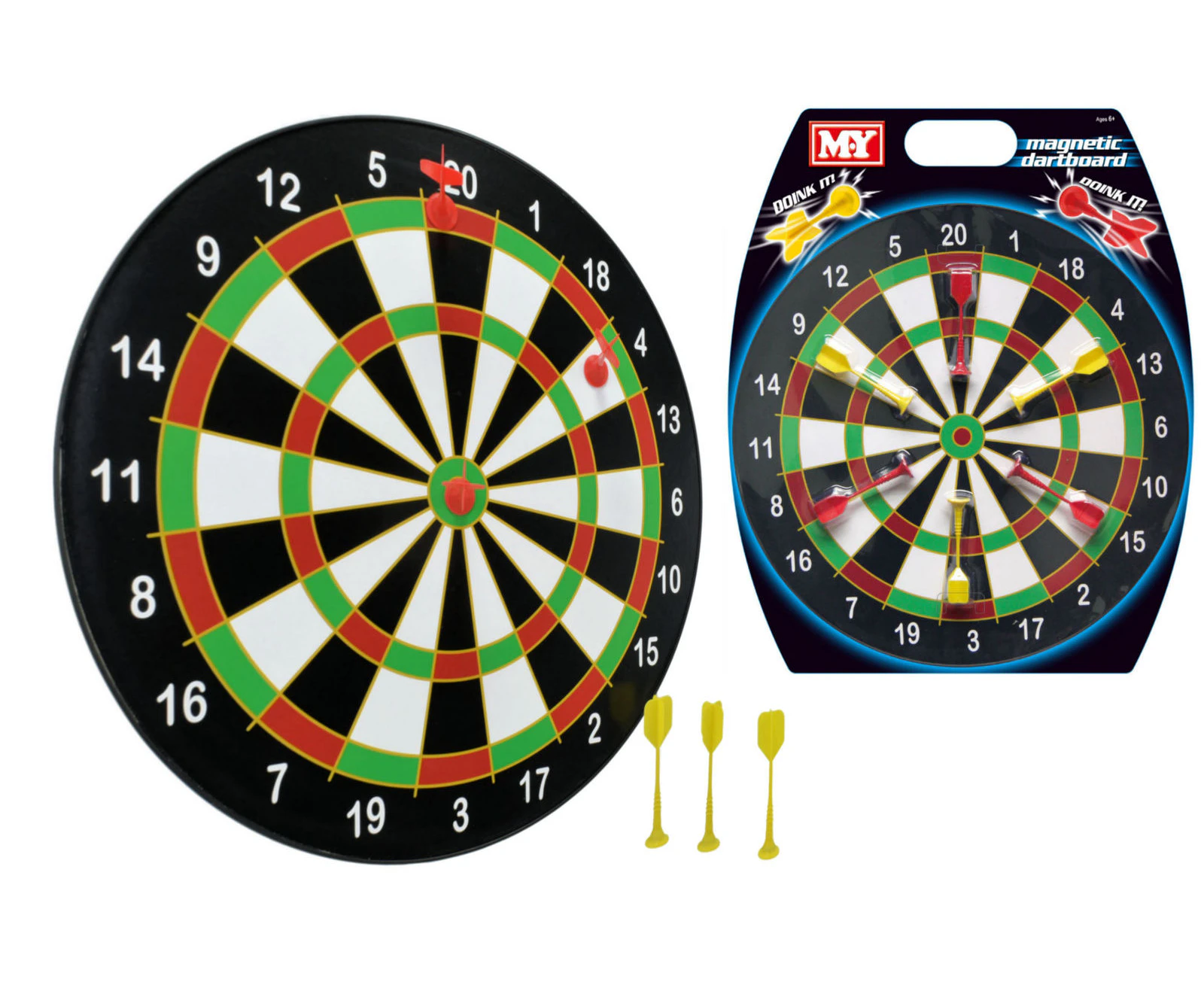 Doink It 16" Magnetic Dartboard With 6 Darts