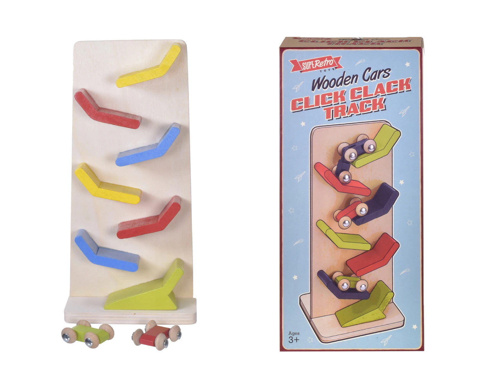 Retro Wooden Cars Click Clack Track