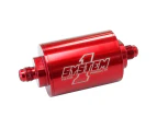 System One Pro Street Billet In-Line Fuel Filter Red 2" O.D x 4-1/2" 30 Micron - Red