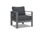 Paris 5 Seater Charcoal Aluminium Sofa Lounge Set Dark Grey Cushion